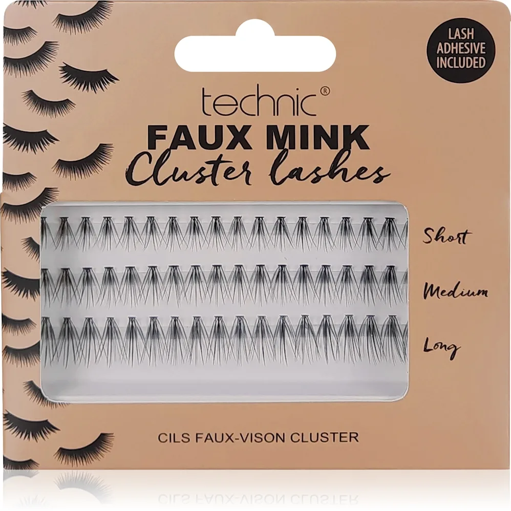 Technic Cosmetics Faux Mink Cluster Lashes tekoripset sisältää liimaa 54 kpl
