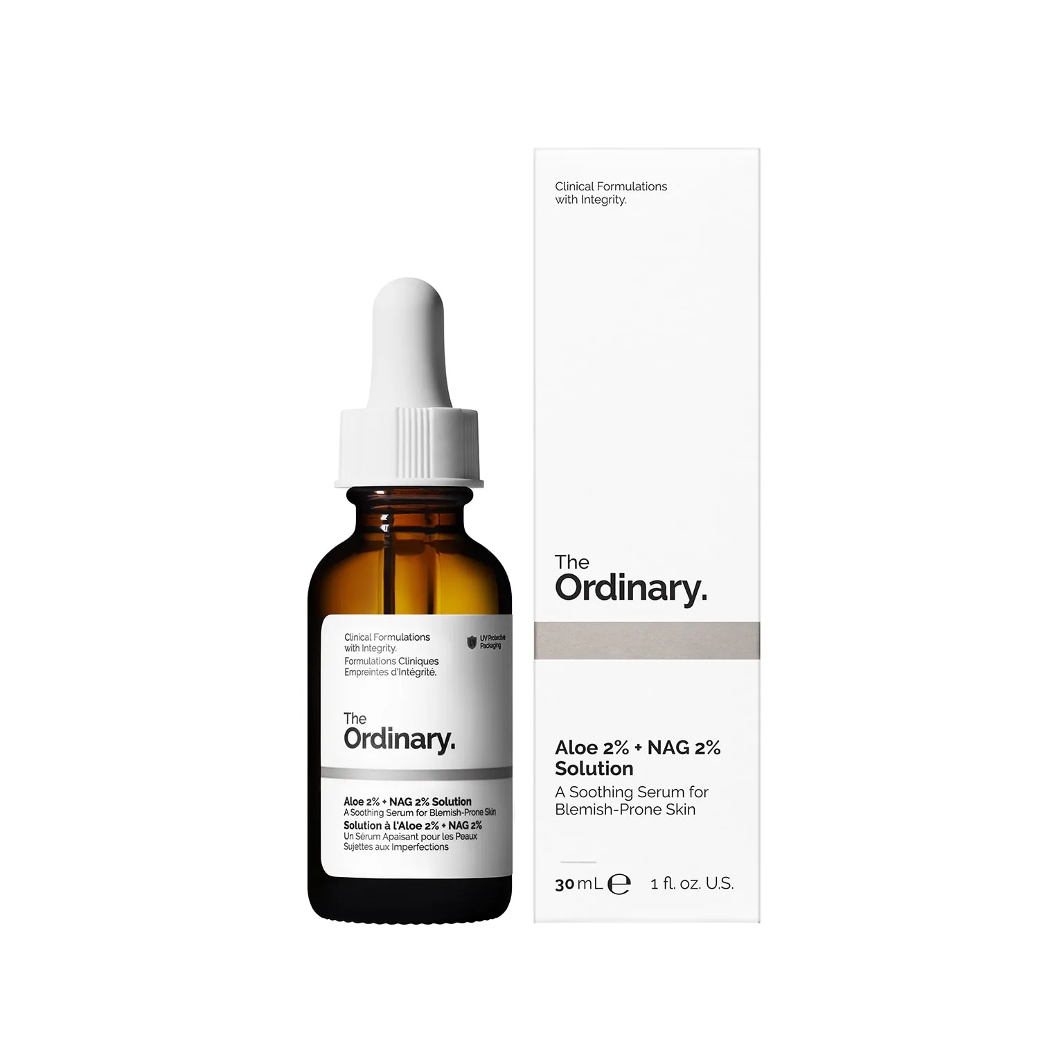 The Ordinary Aloe 2% + NAG 2% Solution Lindrande serum för att behandla akne 30 ml