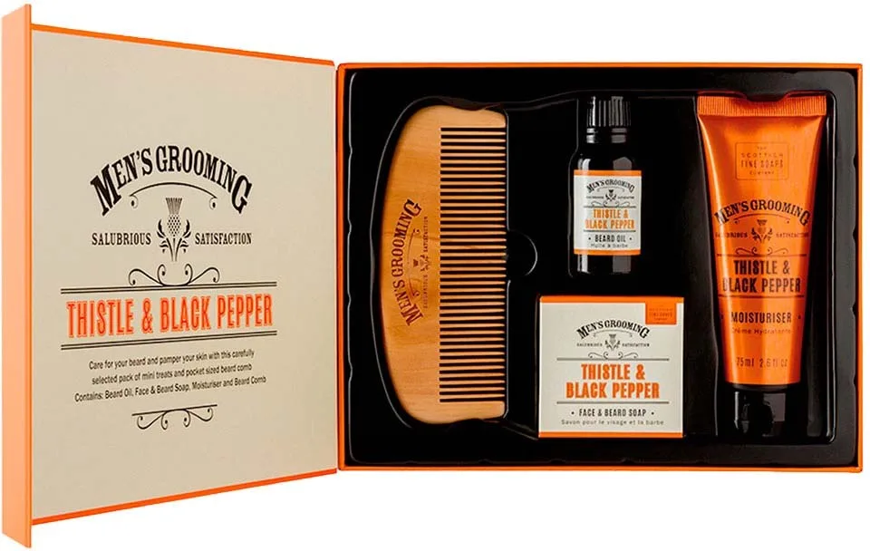 The Scottish Fine Soaps Thistle & Black Pepper Face & Beard Care Kit