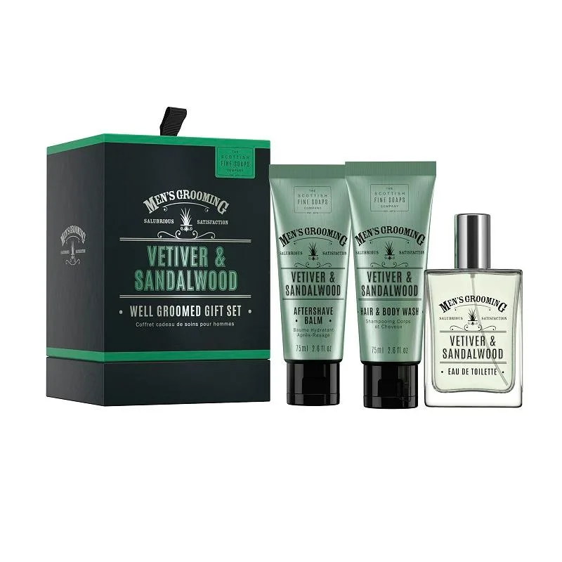 Scottish Fine Soaps Vetiver & Sandalwood Well Groomed Gift Set