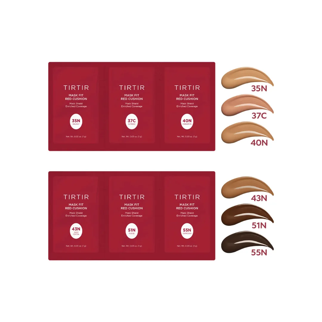 TIRTIR Mask Fit Red Cushion 6 Shade Trial Kit 1g*6EA (35N-55N) - Deep
