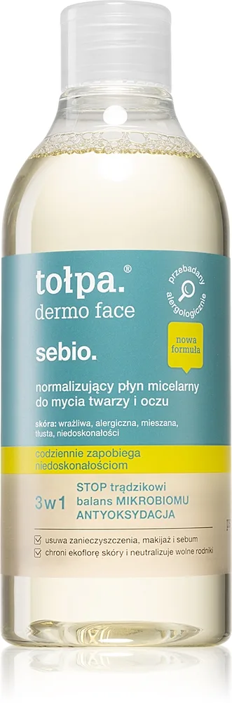 Tołpa Dermo Face Sebio 3-i-1 micellært vand Til hud med imperfektioner 400 ml