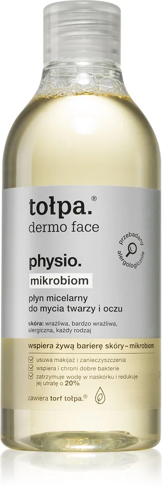 Tołpa Physio Mikrobiom Rengörande micellärt vatten för ansikte och ögon 400 ml
