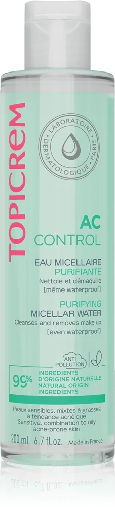 Topicrem AC Purifying Micellar Water Rensende micellar vand Til fedtet hud med tendens til akne 200 ml