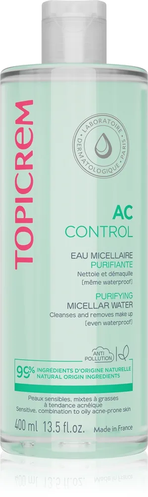 Topicrem AC Purifying Micellar Water puhdistava misellivesi rasvoittuvalle, akneen taipuvaiselle iholle 400 ml