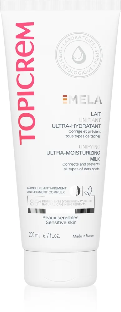 Topicrem MELA Unifying Ultra-Moisturizing Milk SPF15 Fugtende mælk til korrektion af pigmentpletter SPF 15 500 ml