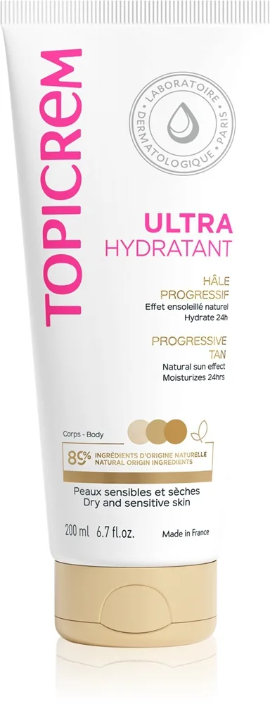 Topicrem UH BODY Ultra-Moisturizing Progressive Tan Fuktgivande lotion för solbränna För torr och känslig hud 200 ml