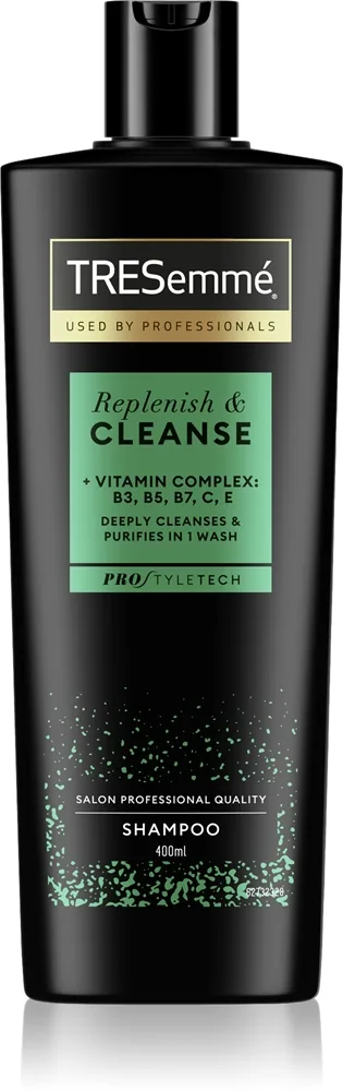 TRESemmé Replenish & Cleanse shampoo rasvaisille hiuksille sisältää vitamiineja Pro Style Technologie™ 400 ml