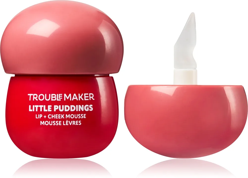 Trouble Maker Little Pudding Lip + Cheek Mousse Multifunktionell smink för läppar och ansikte Skugga Coral Pink 5 g