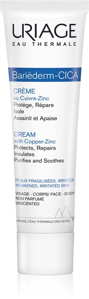 Uriage Bariéderm Cica-Cream with Copper-Zinc kuparia ja sinkkiä sisältävä korjausvoide sisältää pantenolia 100 ml