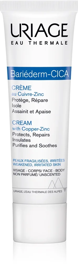Uriage Bariéderm Cica-Cream with Copper-Zinc kuparia ja sinkkiä sisältävä korjausvoide sisältää pantenolia 15 ml
