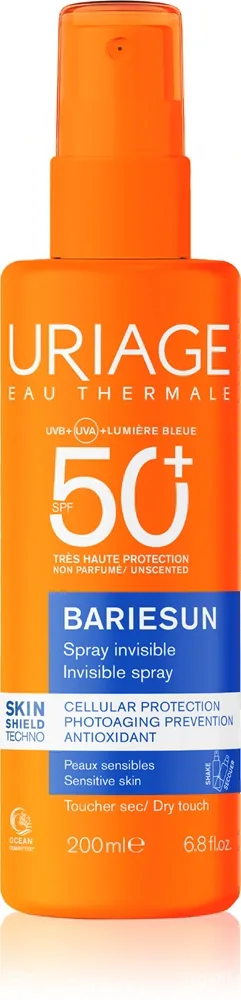Uriage Bariésun Fragrance Free Invisible Spray SPF50+ Skyddande spray för ansikte och kropp SPF 50+ 200 ml