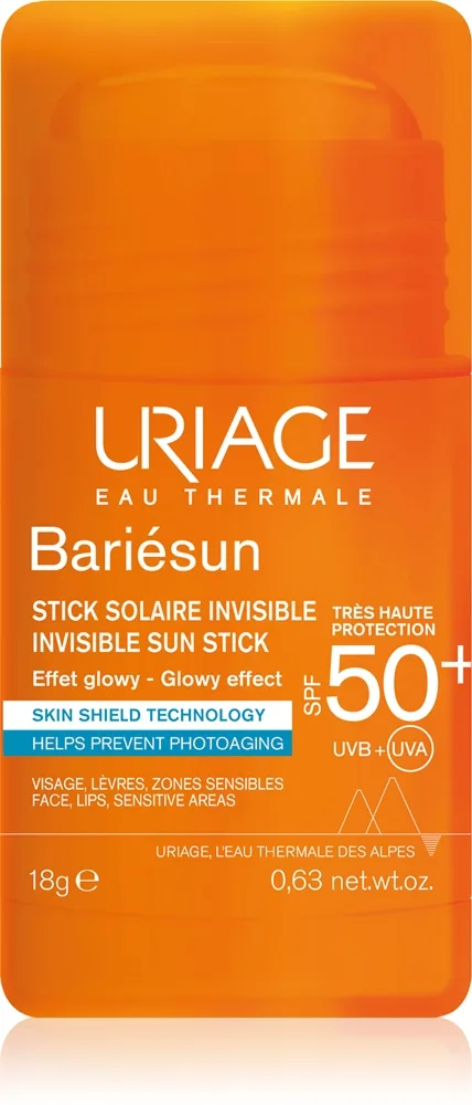 Uriage Bariésun Invisible Sun Stick Skyddande stift för känsliga områden SPF 50+ 18 g