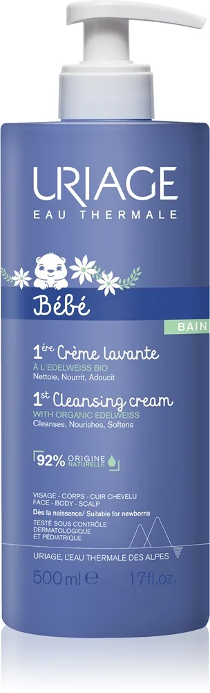 Uriage Bébé 1st Cleansing Cream hellävarainen puhdistusvoide syntymästä lähtien 500 ml