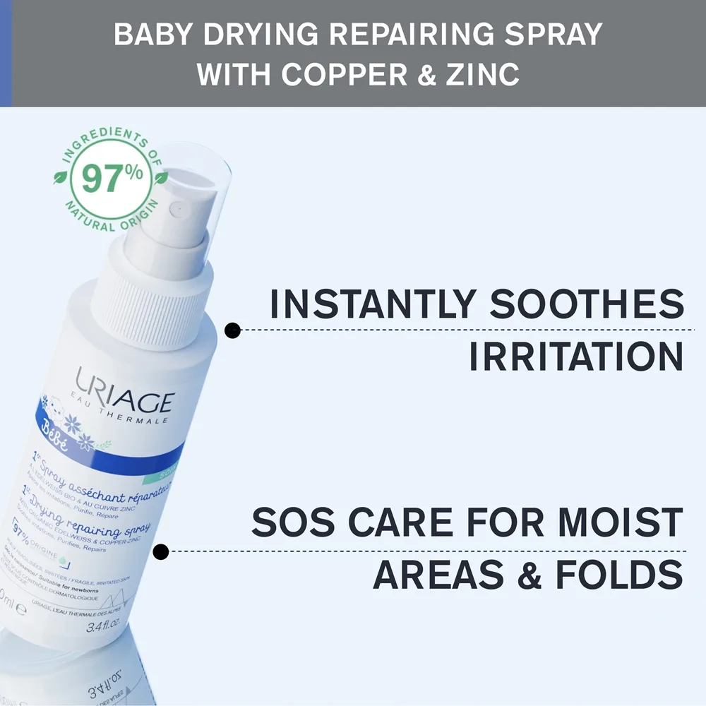 Uriage Bébé 1st Cu-Zn+ Drying Repairing Spray ärtyneisyyttä lievittävä suihke 100 ml