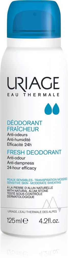 Uriage Hygiène Fresh Deodorant Deodorantspray Med 24-timmars skydd 125 ml