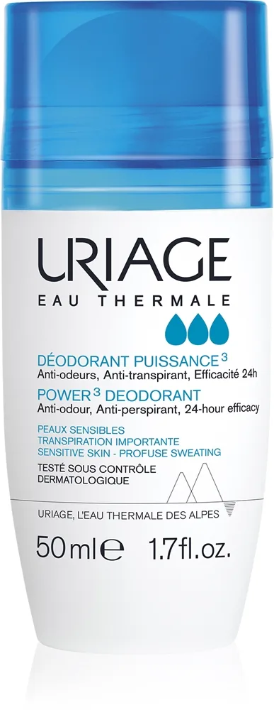 Uriage Hygiène Power3 Deodorant Roll-On Deodorant Til at behandle hvide og gule pletter 50 ml