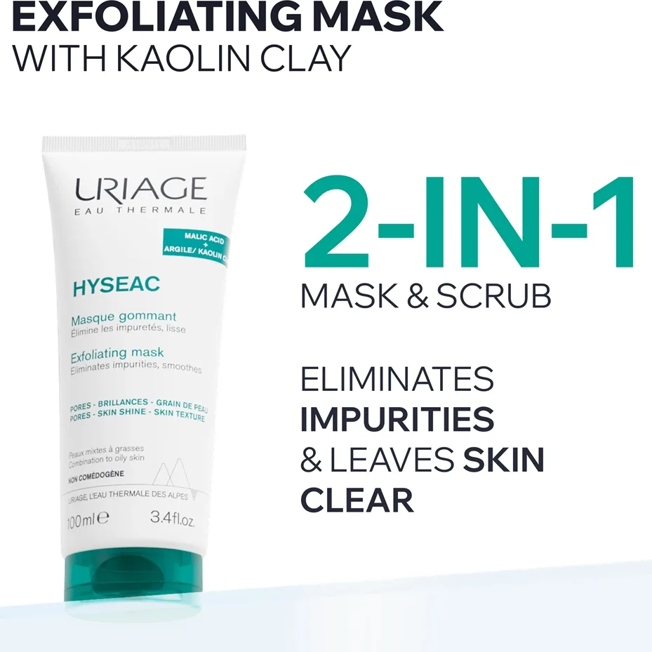Uriage Hyseac Exfoliating Mask Peeling-mask för fet och blandhud 100 ml