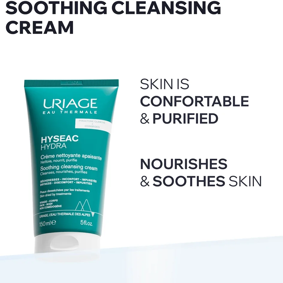 Uriage Hyseac Hydra Soothing Cleansing Cream Lindrande rengöringskräm För hud som har lämnats torr och irriterad av medicinsk aknebehandling 150 ml