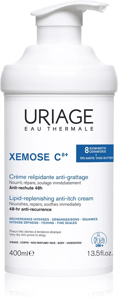 Uriage Xemose C8+ Lipid-Replenishing Anti-Irritation Cream lipidejä täydentävä ja rauhoittava voide erittäin kuivalle ja herkälle atooppiselle iholle
