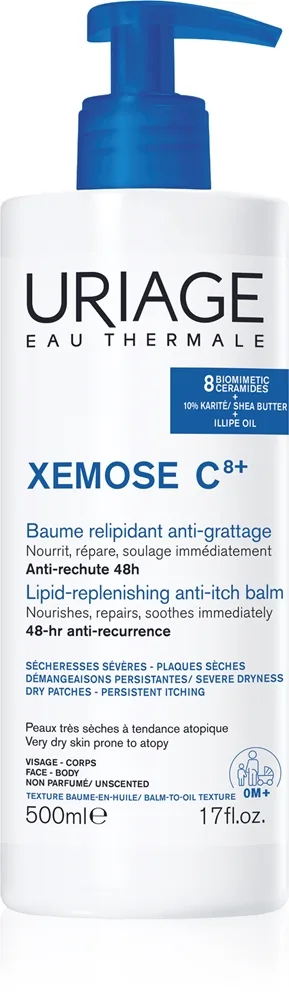 Uriage Xemose C8+ Lipid-Replenishing Anti-Itch Balm Lugnande balsam för torr hud och hud med eksem 500 ml