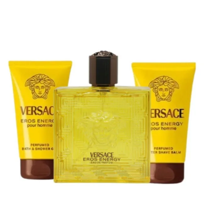 Versace Eros Energy gavesett for menn Eau de Parfum 50 ml + duftdusj gel 50 ml + balsam etter barbering 50 ml