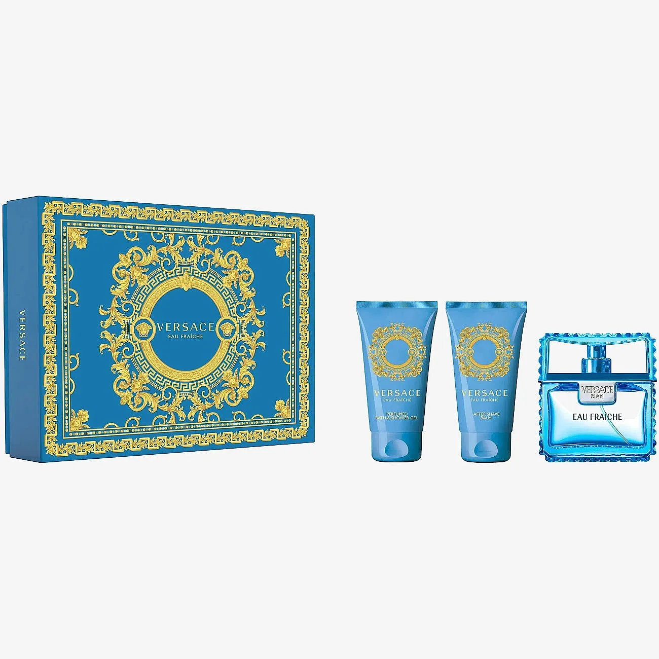 Versace Fragrance Gift Set Eau Fraiche Pour Homme Edt + Shower Gel + After Shave Balm - Nude - 100 ML