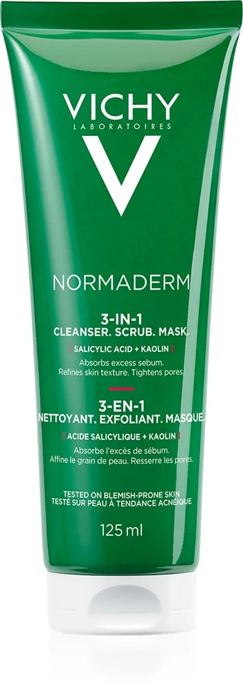 Vichy Normaderm 3-in-1 Scrub Cleanser & Mask - 125 ml.