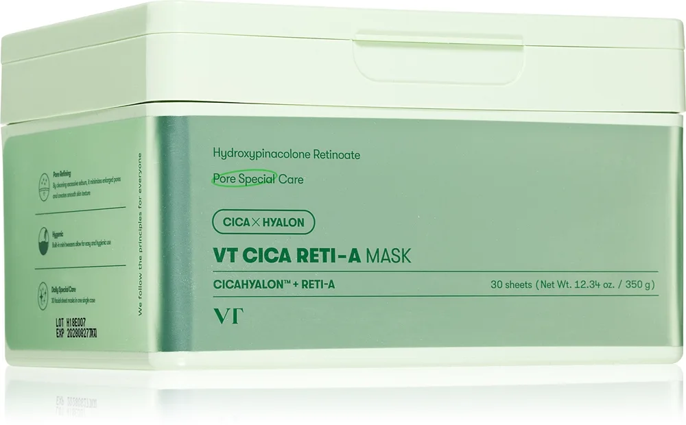 VT Cosmetics Cica Reti-A Mask Beroligende ansigts sheetmaske med opstrammende effekt Stor pakke 30 stk.