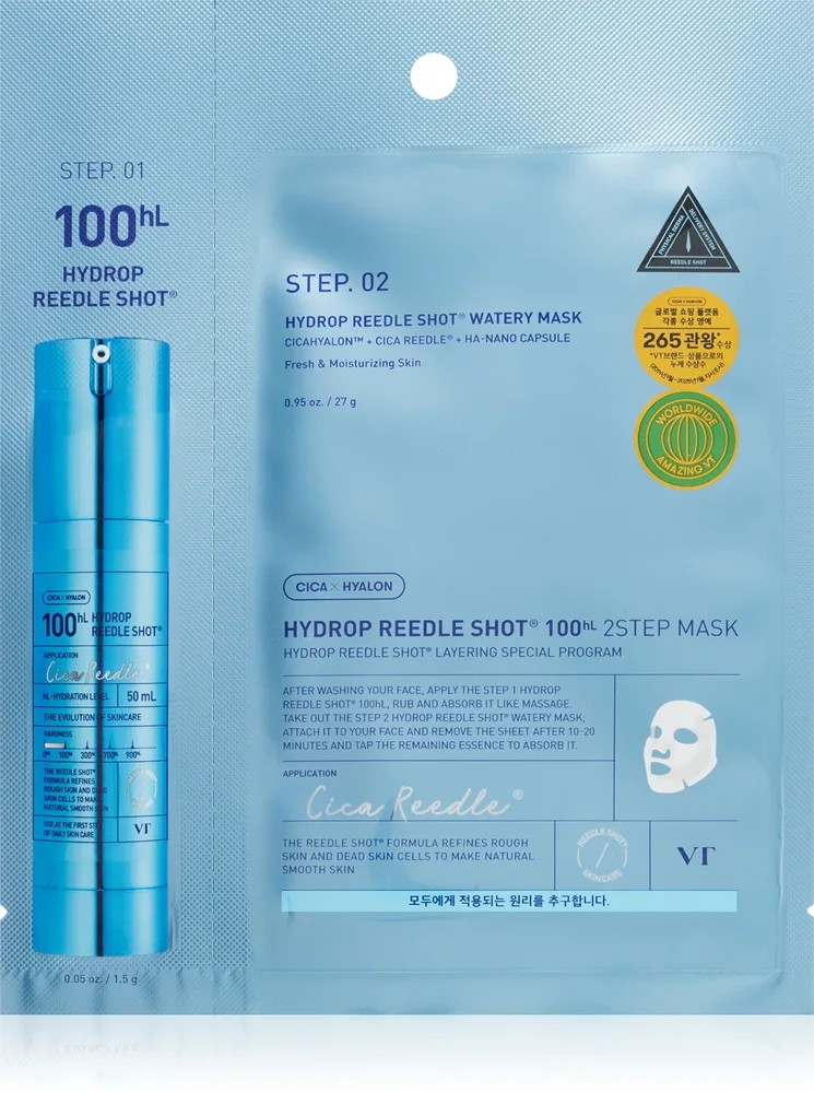 VT Cosmetics Hydrop Reedle Shot 100hL 2 Step Mask Sheet mask