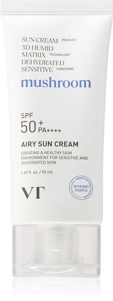 VT Cosmetics Mushroom Airy Sun Cream suojaava kasvovoide kosteuttava vaikutus SPF 50+ 50 ml