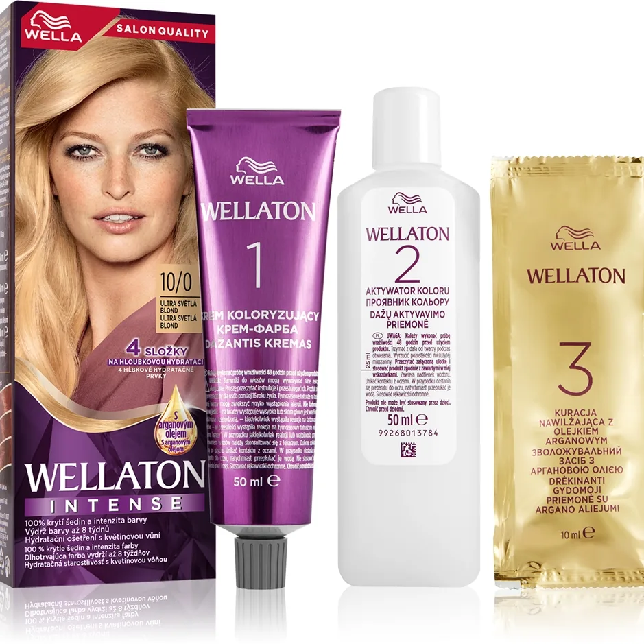 Wella Wellaton Intense Permanent hårfärgningsmedel Med arganolja Skugga 10/0 Lightest Blonde 1 st.