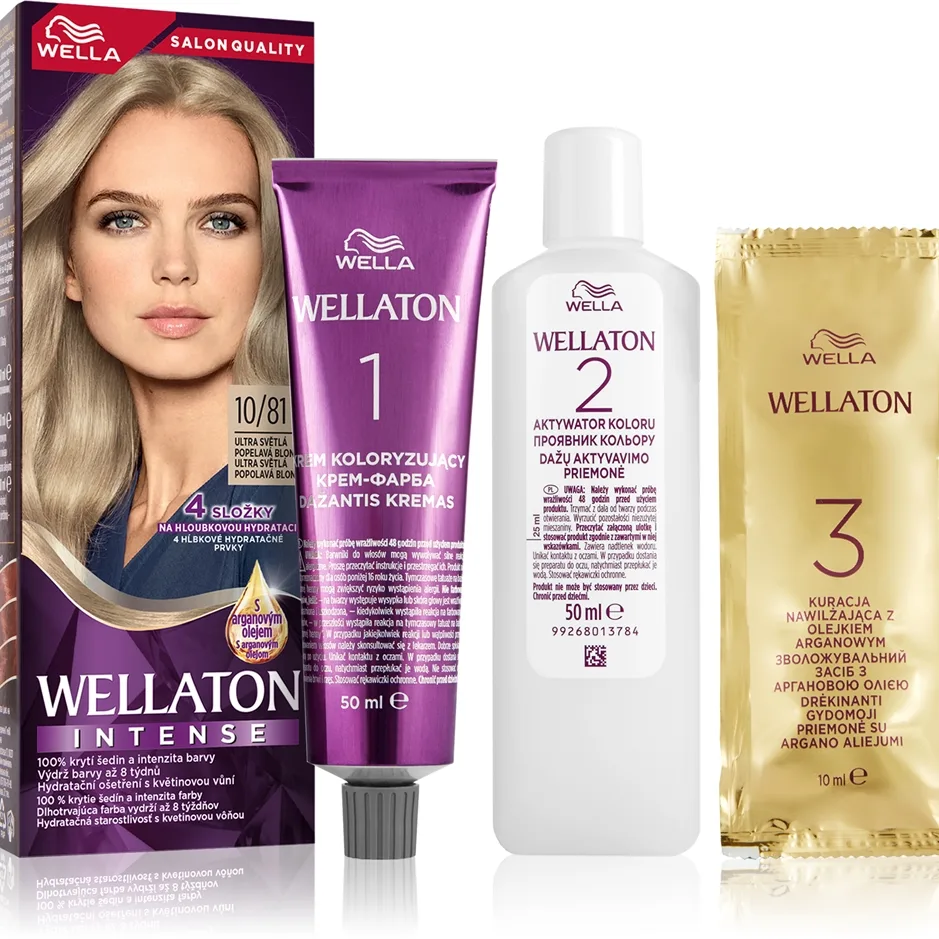 Wella Wellaton Intense Permanent hårfärgningsmedel Med arganolja Skugga 10/81 Ultra Light Ash Blond 1 st.