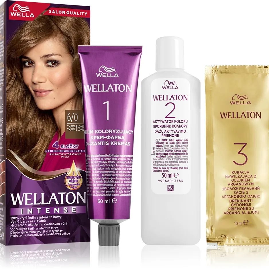 Wella Wellaton Intense Permanent hårfärgningsmedel Med arganolja Skugga 6/0 Dark Blonde 1 st.