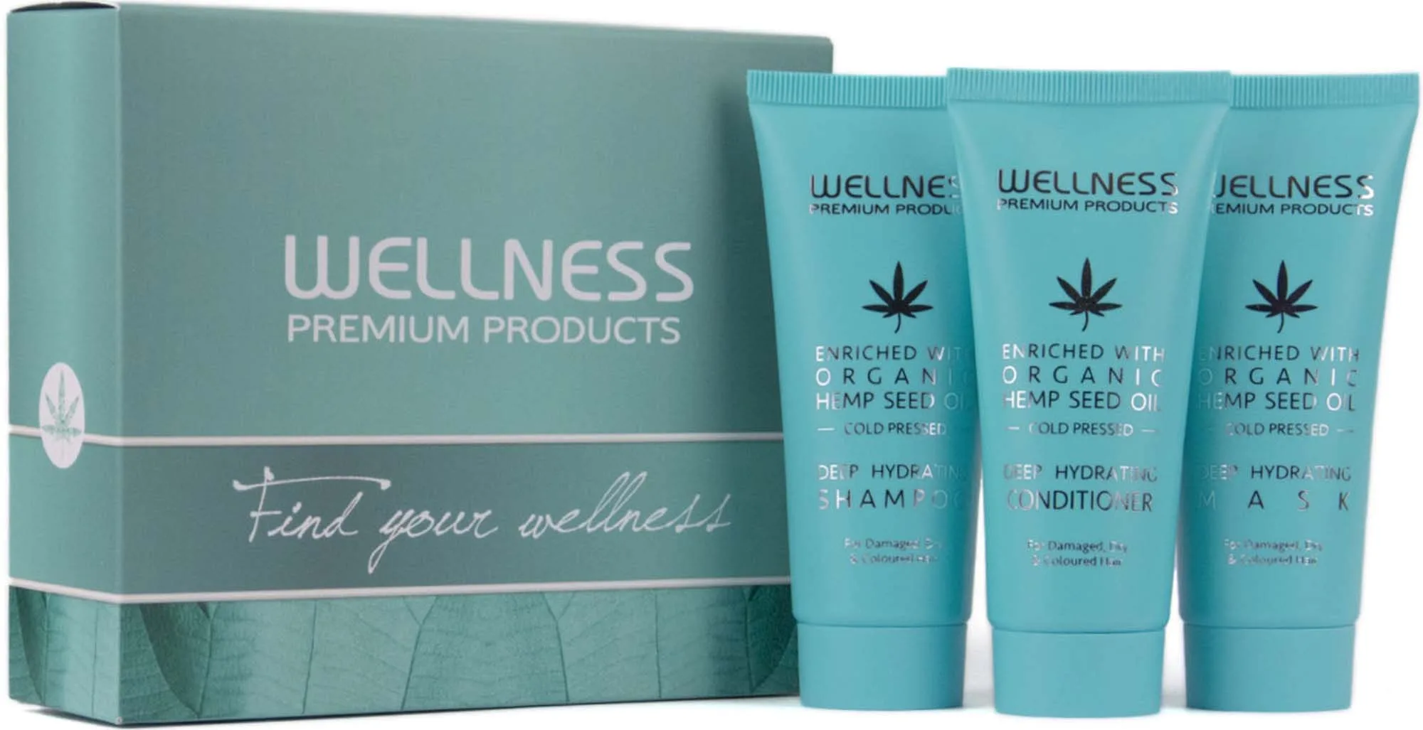 Wellness Premium Products Deep Hydrating Mini Set (Shampoo 50 ml, Conditioner 50 ml, Mask 50 ml)