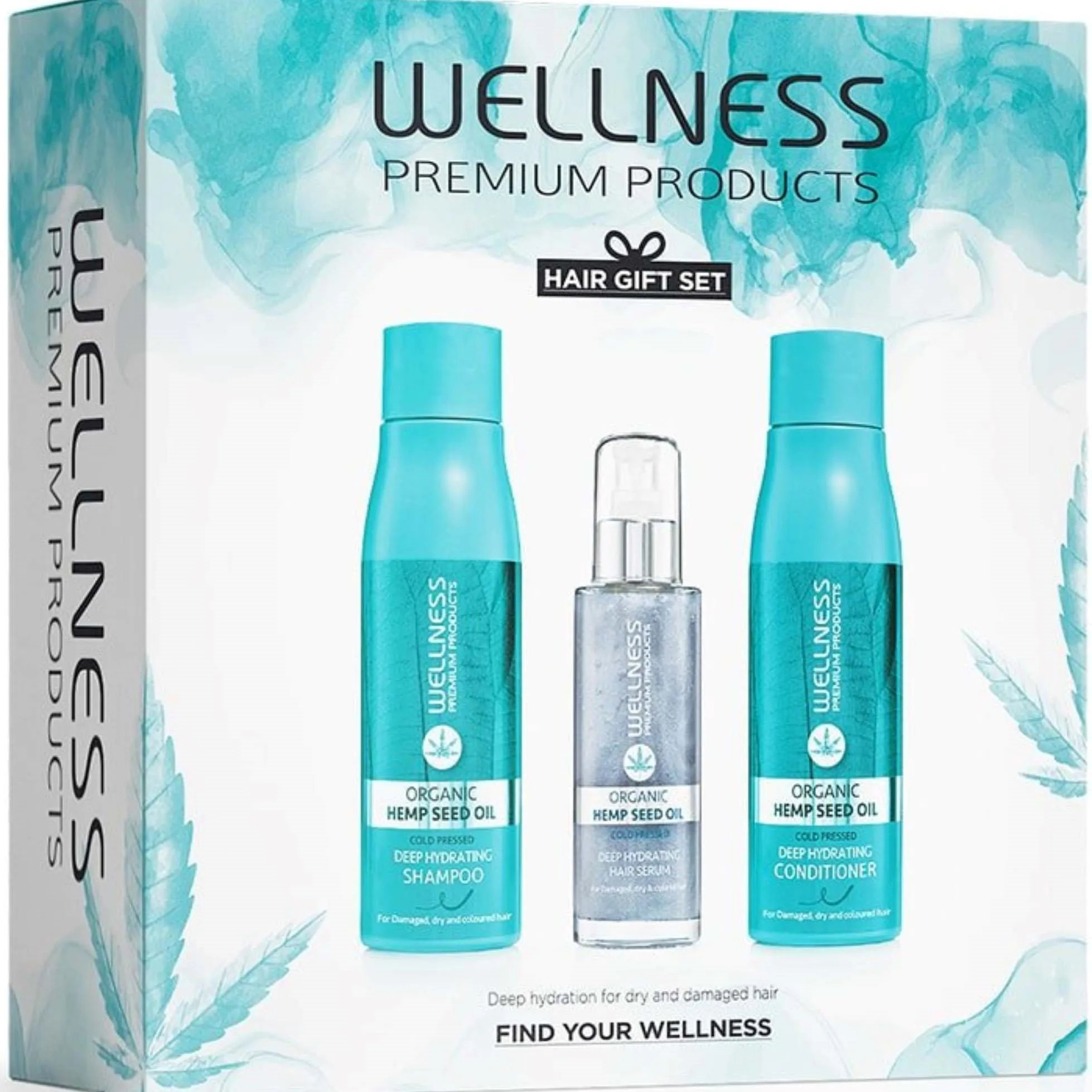 Wellness Premium Products Deep Hydrating Set (Shampoo 500 ml, Conditioner 500 ml, Serum 100 ml)