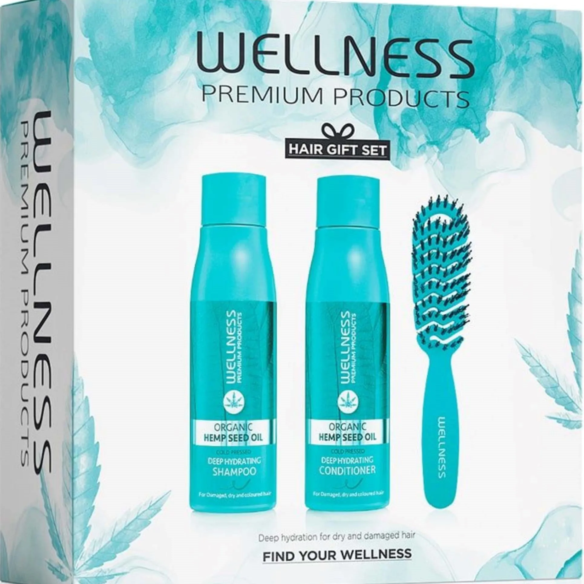 Wellness Premium Products Deep Hydrating Set (Shampoo 500 ml, Conditioner 500 ml, Vent Brush Small)