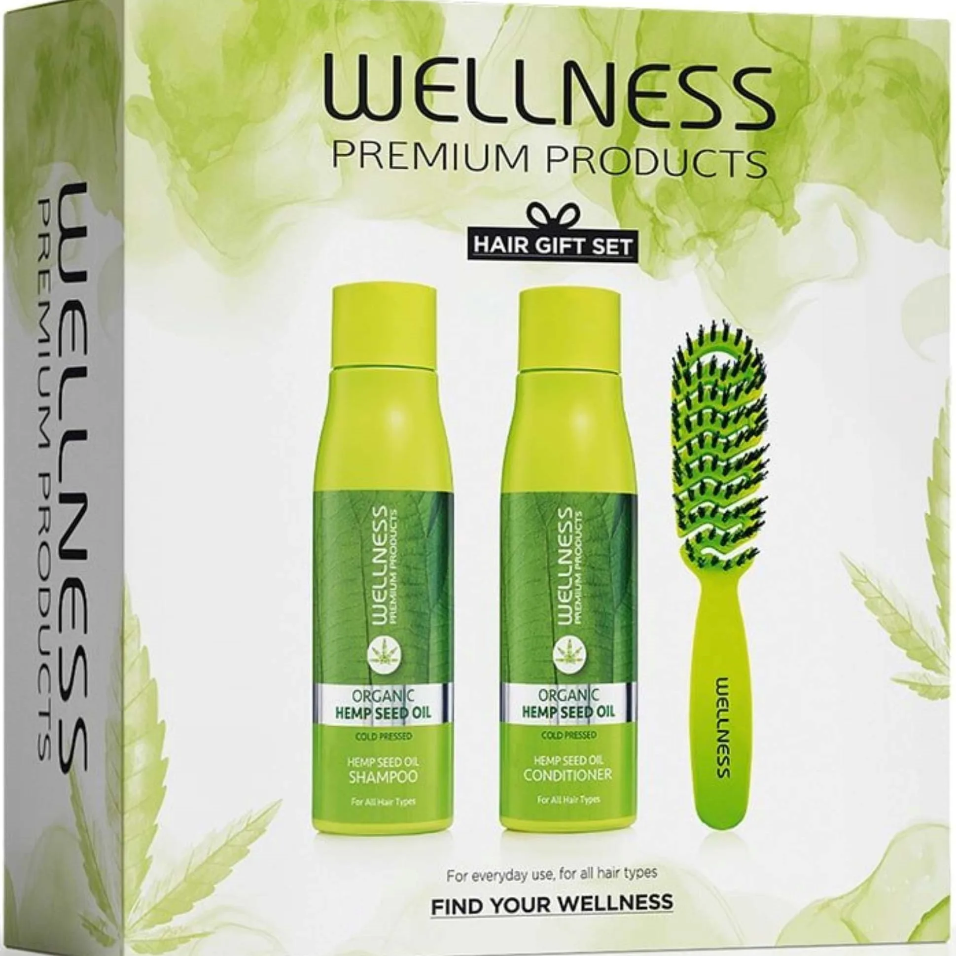 Wellness Premium Products Intensive Set (Shampoo 500 ml, Conditioner 500 ml, Vent Brush Small)