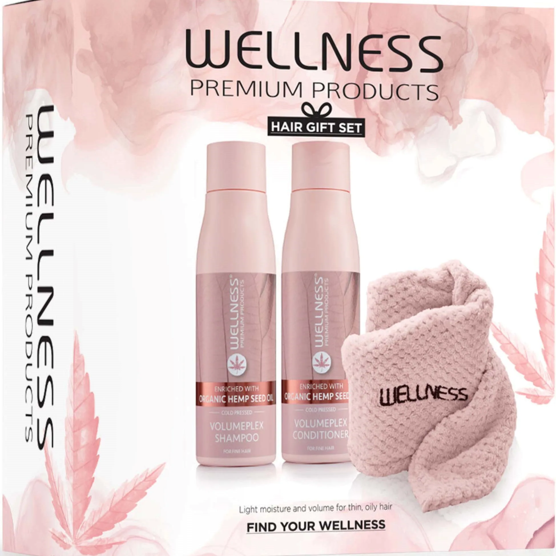 Wellness Premium Products VolumePLEX Set (Shampoo 500 ml, Conditioner 500 ml, Hair Towel)