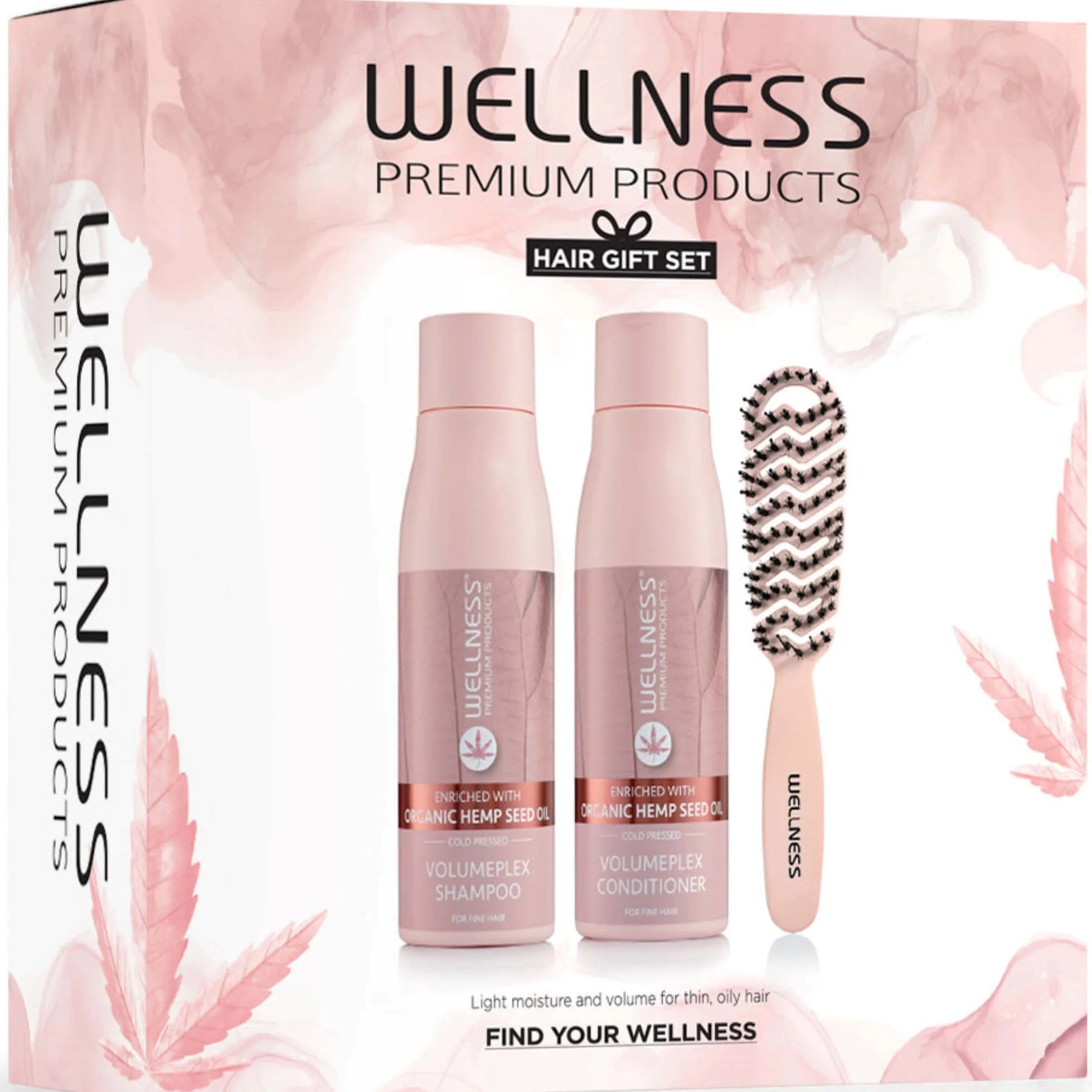 Wellness Premium Products VolumePLEX Set (Shampoo 500 ml, Conditioner 500 ml, Vent Small Brush)