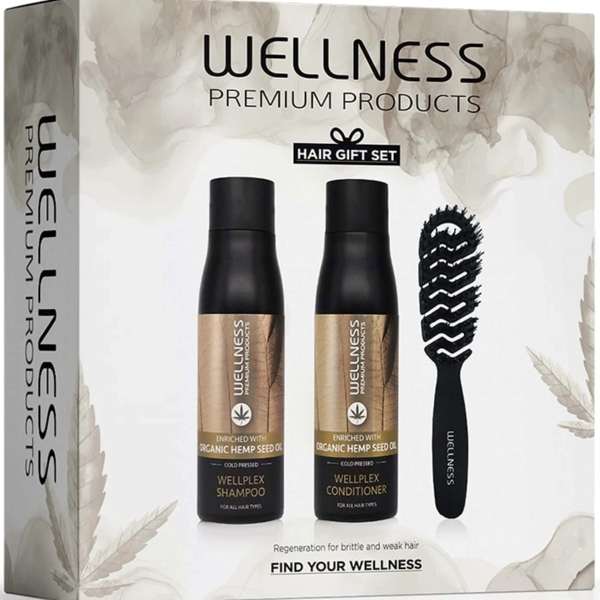 Wellness Premium Products Wellplex Set (Shampoo 500 ml, Conditioner 500 ml, Vent Brush Small)