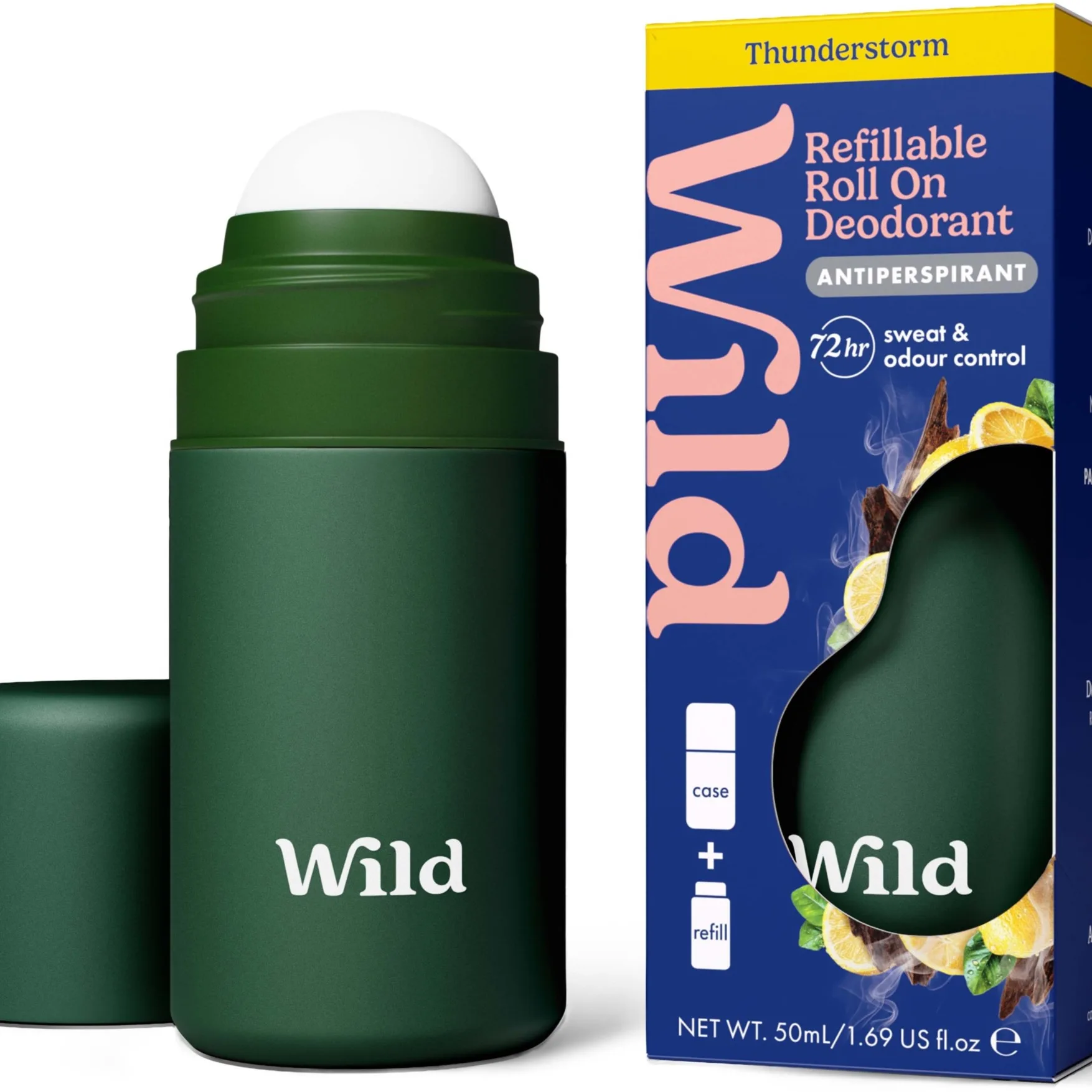 Wild Antiperspirant Roll On Forest Green Case Thunderstorm 50 ml