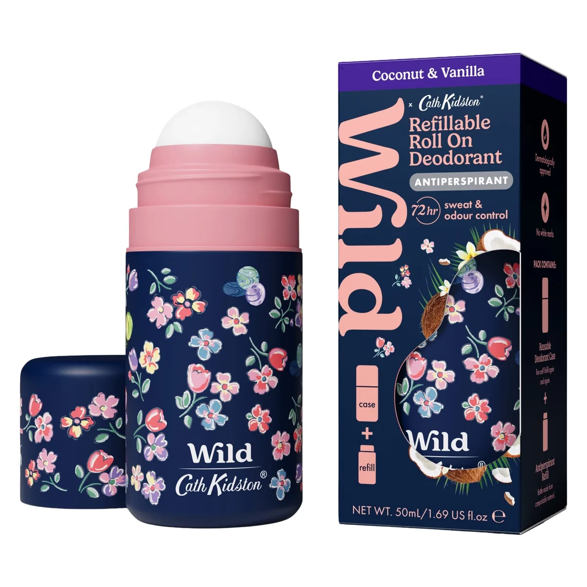 Wild Coconut & Vanilla Marble Ditsy Case Roll-on antiperspirant Med väska 50 ml