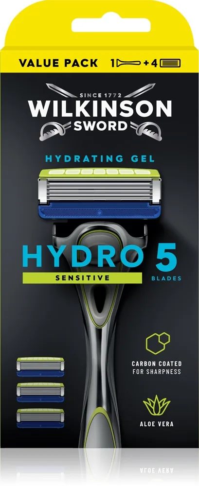 Wilkinson Sword Hydro5 Sensitive Barberkniv + erstatningshoveder 4 stk