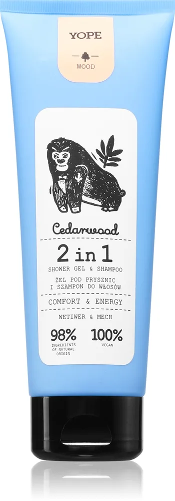 Yope Wood Extra mjuk kroppstvätt och schampo 2in1 250 ml
