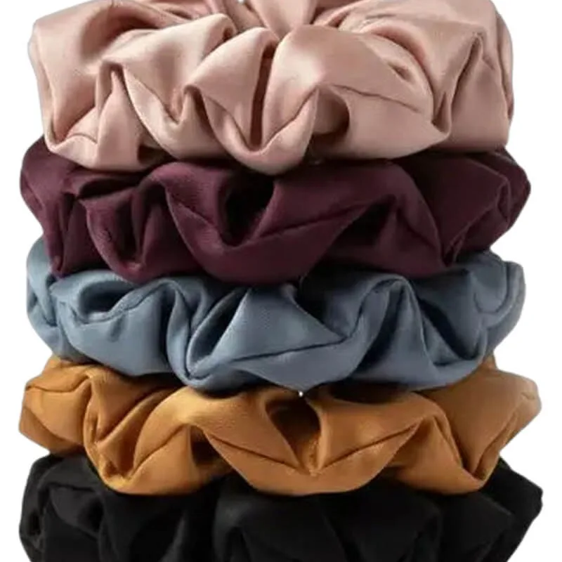 Yuaia 5-pak Soft Satin Scrunchies Medium Inka   5 stk.