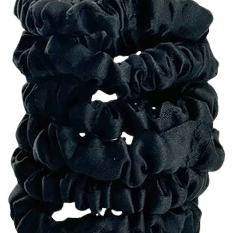 Yuaia 6-pak Soft Satin Scrunchies Small Black 6 stk.