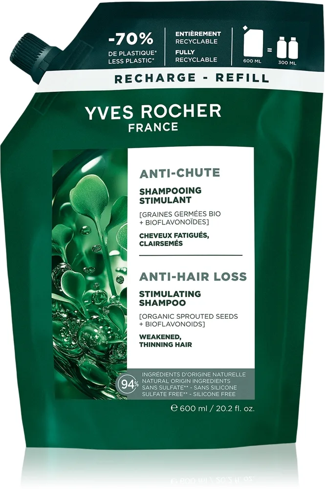 Yves Rocher ANTI-CHUTE shampoo hiusten kasvua edistämään ja tyviä vahvistamaan 600 ml