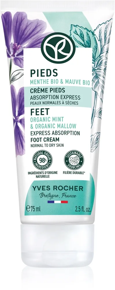 Yves Rocher Pieds Nærende creme til benene Organic Mint & Organic Mallow 75 ml