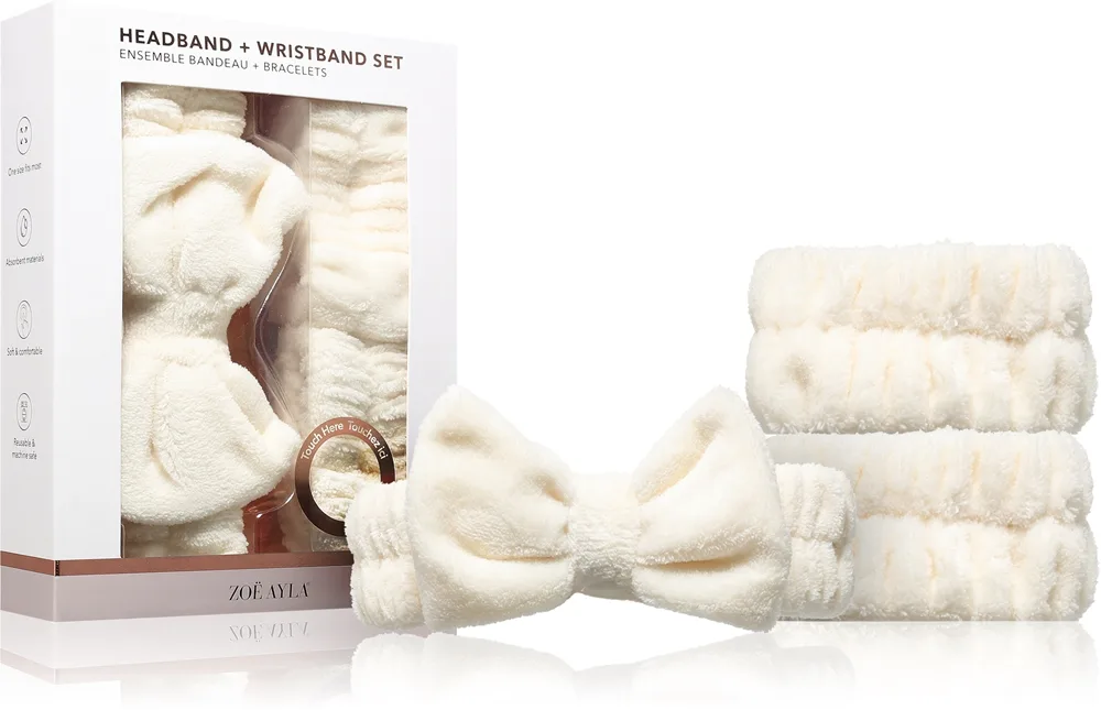 Zoë Ayla Headband & Wristband Set meikinpoistosetti ja hiuspanta